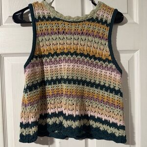 Universal Thread Crochet Knit Tank Top in Green, Pink, Yellow, Cream